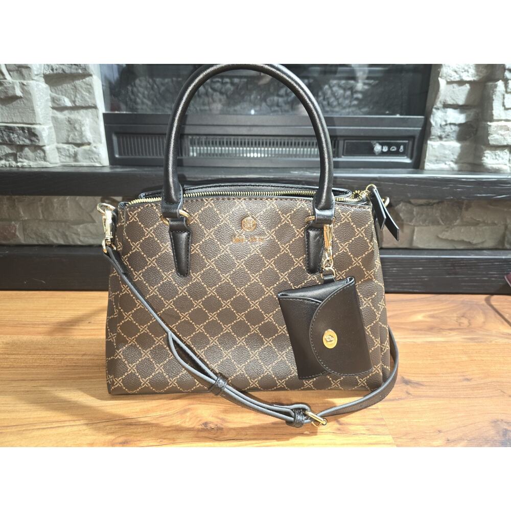 Nine West Women's Siera Satchel Bag Brown Black Crossbody - Picture 1 of 4